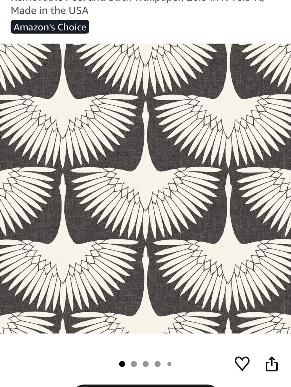 Tempaper Storm Gray and Cream Crane Pattern Peel & Stick Wallpaper